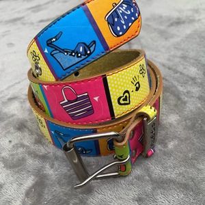 Vintage Y2K MUDD Colorblock Leather Belt XL Rare Shopping Clipart